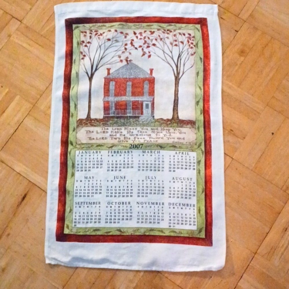 Calendar towel 2007 kitchen towel wall hanging